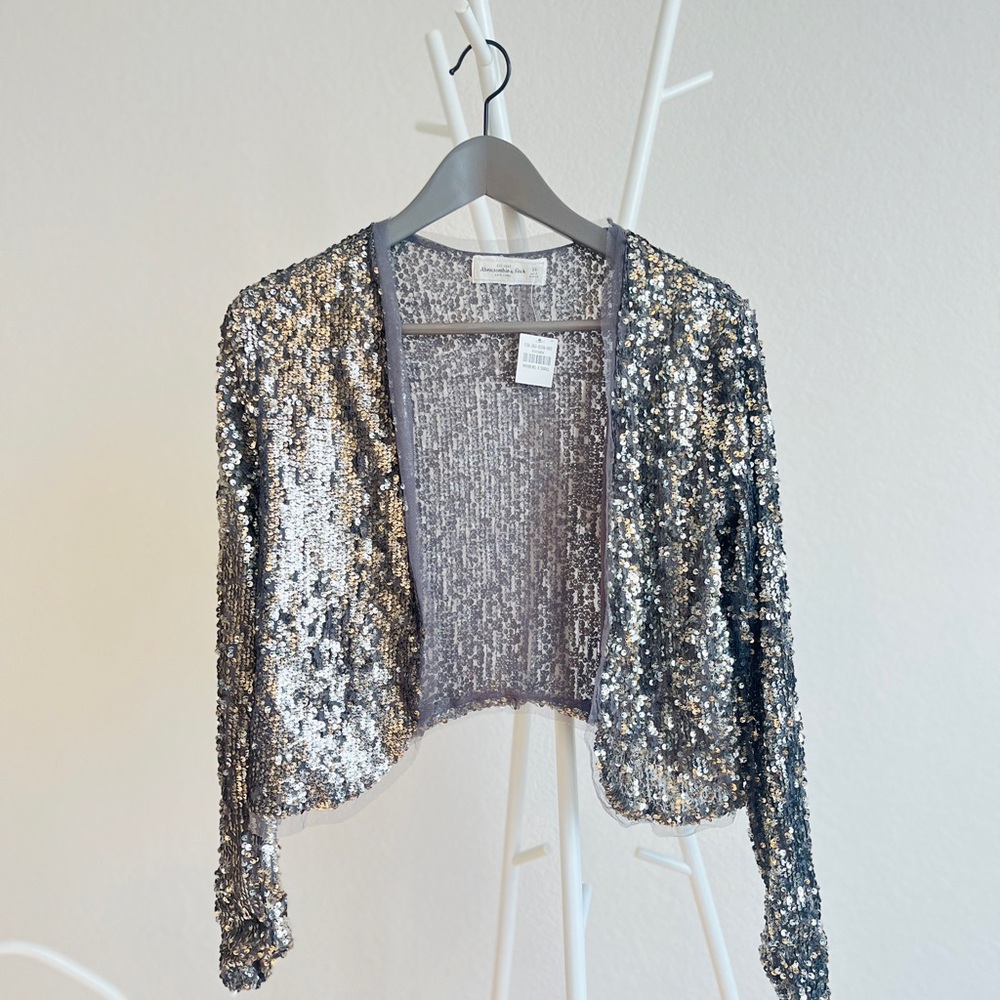 Silver Sequin Cropped Jacket